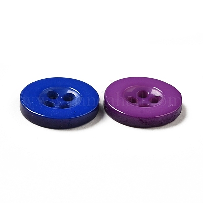 樹脂ボタン  染め  フラットラウンド  ミックスカラー  15x2.5mm&nbsp;RESI-D033-15mm-M-1