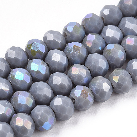 Electroplate Opaque Solid Color Glass Beads Strands EGLA-A034-P10mm-L23-1