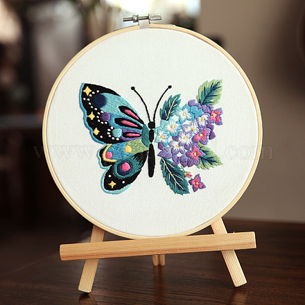 刺繍キット 花 蝶々 ハンドメイド ネイビー（≪セミオーダーで叶える 