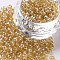 6/0 Glass Seed Beads, Trans. Colours Lustered, Round, Pale Goldenrod, 4mm, Hole: 1.5mm, about 4500pcs/pound
