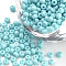 Baking Paint 8/0 Glass Seed Beads, Round, Sky Blue, 3x1.5~3mm, Hole: 1mm, about 10000pcs/bag, about 450g/bag