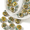 Handmade Porcelain Glazed Beads, Hand Painted Tulip Flower Ceramic Beads, Gold, 16x14.5mm