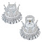 Plastic Rhinestone Ring Boxes, Crown, Silver, 13x9.5cm