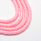 Handmade Polymer Clay Beads, Disc/Flat Round, Heishi Beads, Flamingo, 6x1mm, Hole: 2mm, about 380~400pcs/strand, 17.7 inch