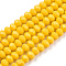 Opaque Solid Color Glass Beads Strands, Faceted, Rondelle, Gold, 6x5mm, Hole: 1mm, about 80~85pcs/strand, 38~40cm