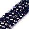 Electroplate Glass Beads Strands, Opaque Solid Color, AB Color Plated, Faceted, Rondelle, Medium Blue, 8x6mm, Hole: 1mm, about 60~62pcs/strand, 39~40cm
