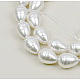 シェルパールビーズ連売り  ドロップ  染め  ホワイトスモーク  15~16.5x12~13.5mm  穴：1mm  約25個/連  15.7インチ（39.8cm）&nbsp;BSHE-K010-05A-2