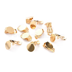 304ステンレススチール製クリップオンイヤリング金具  丸いフラットパッド付き  ゴールドカラー  16x10x7mm  穴：3mm&nbsp;STAS-Y001-05G