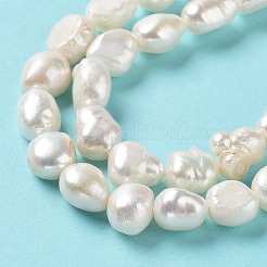 天然養殖淡水パールビーズ連売り  両面研磨  グレード4 A  貝殻色  8~11x10~11x7~9mm  穴：0.7mm  約38個/連  14.96''（38~39センチメートル）&nbsp;PEAR-Z002-11