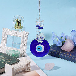 2Pcs Glass Evil Eye Pendant Decorations&nbsp;HJEW-GL0001-27