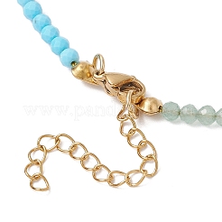 3.5mmファセットラウンド天然宝石とシェルパールチャクラビーズネックレス（女性用）  17.48インチ（44.4cm）&nbsp;NJEW-JN05149