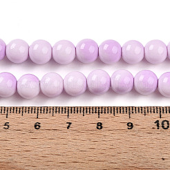 ペイントガラスビーズを焼く  磁器のビーズを模倣する  ラウンド  ツートン  スミレ  8~8.5mm  穴：1mm&nbsp;X1-DGLA-N012-8mm-02