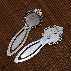 アンティークシルバーDIY合金肖像画花のしおり作りのために20 mmのクリアドーム型のガラス製カボションカバー  カドミウムフリー＆ニッケルフリー＆鉛フリー  ブックマークカボションのセッティング：83x28ミリ  トレイ：20mm&nbsp;DIY-X0126-AS-NR