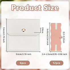 6Pcs Square PU Leather Jewelry Storage Bags with Iron Button&nbsp;ABAG-OC0001-18E
