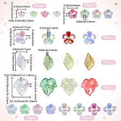 DIYの花と葉のパーツキット  アクリルパーツなど、  アクリルビーズキャップ  ミックスカラー  24~25x23~24x4~5mm  穴：1.2~1.4mm&nbsp;DIY-BM0001-13