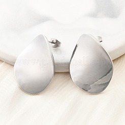 304ステンレススチールスタッドピアス  オーバル  ステンレス鋼色  28x21mm&nbsp;EJEW-D319-09B-P