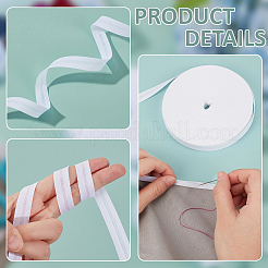 25m コットン ダブルフォールドバイアステープ  家の装飾のための  ギフトのラッピングと DIY 工芸品の装飾  フラット  ホワイト  1/2インチ（12mm）&nbsp;OCOR-WH0070-163B