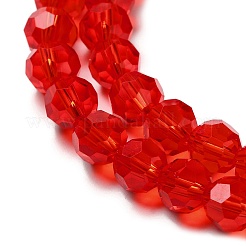 透明ガラスビーズ  ファセット（32ファセット）  ラウンド  レッド  8mm  穴：1mm  約65~67個/連  49~50cm&nbsp;EGLA-A035-T8mm-D01