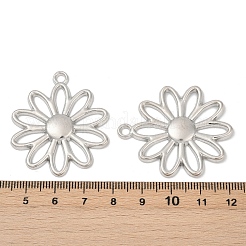 フラワー合金ペンダント  カドミウムフリー＆鉛フリー  プラチナ  40.5x34.5x3mm  穴：2.5mm&nbsp;FIND-M082-02P
