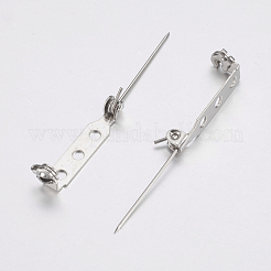 アイアン製ブローチパーツ  プラチナ  27x5x8mm  穴：2mm  ピン：0.5mm&nbsp;IFIN-G078-01P