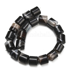 天然石瑪瑙ビーズ連売り  染め＆加熱  カラムビーズ  ブラック  19.5~20.5x18.5~20mm  穴：1.2~1.4mm  約20個/連  15.75''（40センチメートル）&nbsp;GG-L001-J02-02B