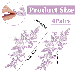 4 Pairs Polyester with Sequin Embroidery Lace Appliques&nbsp;DIY-GF0013-81A
