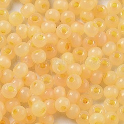 ガラスシードビーズ  模造キャットアイ  ロンデル  ゴールド  4x3.3mm  穴：1.4mm&nbsp;X1-SEED-M011-02A-21