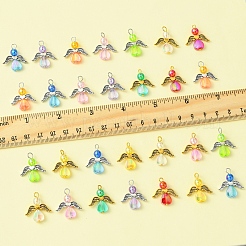 透明アクリルチャーム40種類10個  チベットのスタイル合金ビーズで  天使  ミックスカラー  22.5x20x6mm  穴：2.5mm  4個/スタイル&nbsp;PALLOY-FS00017