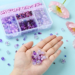 DIY アクリル & シード ビーズ ストレッチ ブレスレット作成キット  パープル  3~12x0.8~17x0.8~8.5mm  穴：0.7~2.5mm&nbsp;DIY-YW0008-80