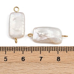 Natural Freshwater Pearl Keshi Pearl Rectangle Connector Charms&nbsp;STAS-D378-18G