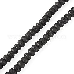 1連売り天然溶岩石ビーズ連売り  ロンデル  6.5~7x4~4.5mm  穴：0.8mm  約89個/連  15.35''（39センチメートル）&nbsp;G-TA0003-44A