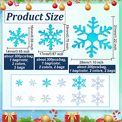 6袋6種類の雪の結晶プラスチック紙吹雪  クリスマス紙吹雪  パーティーの飾り付け用品に  ミックスカラー  14~28x15~31x0.2mm  1バッグ/スタイル&nbsp;DIY-OC0010-53