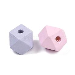スプレー塗装ウッドヨーロッパビーズ  大穴ビーズ  ポリゴン  ミックスカラー  16x15x15mm  穴：4mm&nbsp;WOOD-F017-07