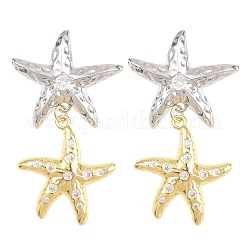 Brass Micro Pave Cubic Zirconia Dangle Stud Earrings&nbsp;EJEW-G471-29C-GP