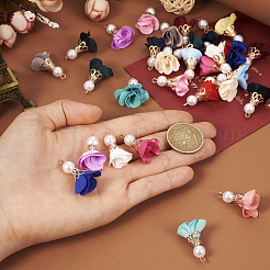 32Pcs 16 Colors Flower Chiffon Pendants&nbsp;FIND-TA0003-41