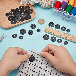 24組4スタイルの亜鉛合金スナップボタン  衣服のボタン  ミシンアクセサリー  ブラック  15~23x5.5~6mm  穴：2~3x1.5mm  6ペア/スタイル&nbsp;FIND-FG0004-96EB