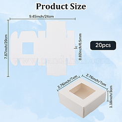 透明な窓が付いている正方形の紙箱  石鹸包装用  ホワイト  7x7x3cm  20pc&nbsp;SOAP-DJ0001-02B-03