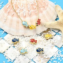 8Pcs 4 Colors Brass Enamel Beads&nbsp;KK-CJ0005-52