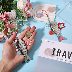 2Pcs 2 Colors Resin Fish Pendant Decorations&nbsp;HJEW-CA0001-79