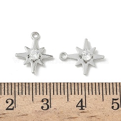 真鍮製マイクロパヴェキュービックジルコニアペンダント  スターのチャーム  ニッケルフリー  プラチナ  13x11x2.5mm  穴：1.2mm&nbsp;KK-Z136-43B-P