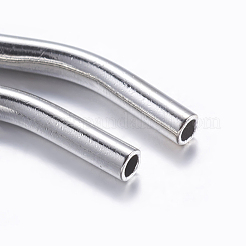 真鍮製チューブビーズ  ツイスト  プラチナ  25x2mm  穴：1mm&nbsp;KK-K197-46P