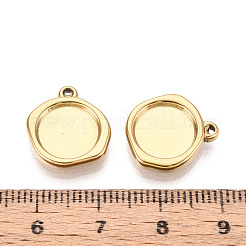 304ステンレススチールペンダントカボションセッティング  イオンプレーティング（ip）  ナゲット  18KGP本金メッキ  トレイ：10mm  15.5x14x3mm  穴：1mm&nbsp;STAS-T067-70B-G