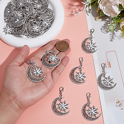 50Pcs Alloy Moon with Sun Pendant Decorations&nbsp;HJEW-ME00082