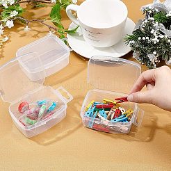 クリアプラスチックビーズ収納ケース  ヒンジ付き蓋付き  フリップカバー  感受性  長方形  ホワイト  10.4x6.5x3.5cm  インナーサイズ：8.4x6センチメートル&nbsp;CON-WH0074-61