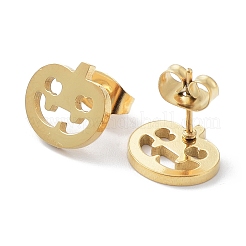 ハロウィーン用 304 ステンレススチールスタッドピアス  パンプキン  ゴールドカラー  10x11mm&nbsp;EJEW-H136-07G