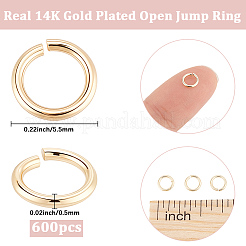 真鍮製オープン丸カン6袋  リング  14KGP本金メッキ  5.5x0.5mm  内径：3.5mm  100個/袋&nbsp;KK-BBC0027-73