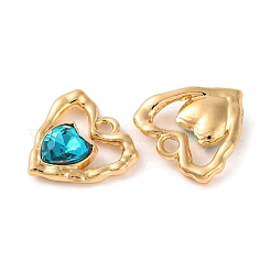 合金クリスタルラインストーンペンダント  ハートチャーム  ブルー  18.5x19x5mm  穴：2mm&nbsp;ALRI-M021-04A