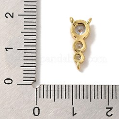 Rack Plating Brass Pave Clear Cubic Zirconia Flat Round Beaded Chandelier Component Links&nbsp;KK-U027-02G