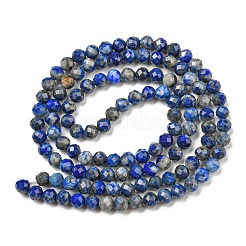 天然石ラピスラズリビーズ連売り  ラウンド  多面カット  3mm  穴：0.5mm  約144~146個/連  15.35インチ（39cm）&nbsp;G-S362-112B