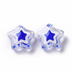 エナメルビーズ付きガラス  スター  ミックスカラー  11~12.5x11~12.5x5.5~6mm  穴：1mm&nbsp;LAMP-B021-01
